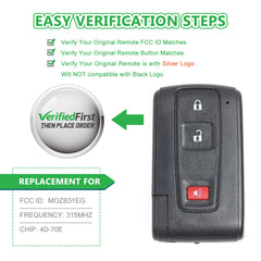 Key Fob fits 2004-2009 Toyota Prius Smart Keyless Entry Remote for SILVER LOGO (MOZB31EG)