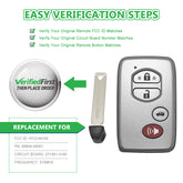 Lots of 10 Smart Car Key Fob Replacement for Toyota Camry Corolla Avalon Smart Remote HYQ14AAB 0140