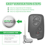 Lots of 5 Smart Car Key Fob Replacement for Lexus ES350 GS300 GS350 GS430 GS450h GS460 IS250 IS350 LS600h Proximity 4 Button Remote HYQ14AAB 271451-0140