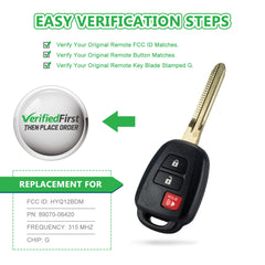 Lots of 5 Remote Car Key Fob Replacement for 2012 2013 2014 2015 2016 Toyota Prius C HYQ12BDM G Chip