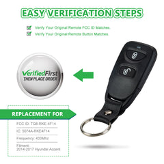 KeyCollection Remote Car Key Fob Replacement for Hyundai TQ8RKE-4F14 fits 2014 2015 2016 2017 Accent