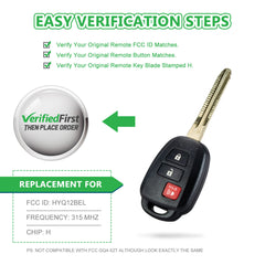 Lots of 5 Remote Car Key Fob Replacement for 2014 2015 2016 Toyota Prius HYQ12BEL H Chip