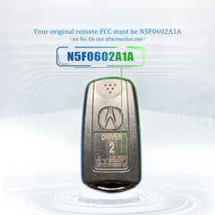 Lots of 5 Remote Car Key Fob Replacement for N5F0602A1A fits 2007 2008 2009 2010 2011 2012 2013 Acura RDX MDX