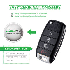 Extra-Partss Remote Car Key Fob Replacement for Kia OSLOKA-870T fits 2014 2015 2016 Forte Koup