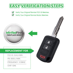 KeyCollection Remote Key Fob Replacement for Mitsubishi Mirage Lancer Outlander RVR OUCJ166N 850G-J166N 3 Button