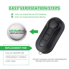 Lots of 10 KeyCollection Remote Car Key Fob Replacement for RX2TRF198 fits Ram ProMaster 1500 2500 3500 2015 2016 2017 2018 2019