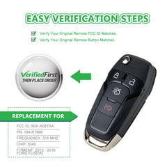 Lots of 5 Extra-Partss Remote Car Key Fob Replacement for Ford N5F-A08TAA fits 2013 2014 2015 2016 Fusion