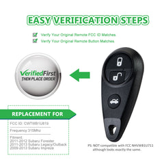 Keyless2Go Remote Car Key Fob Replacement for Subaru CWTWB1U819 fits 2011 2012 2013 Legacy Outback