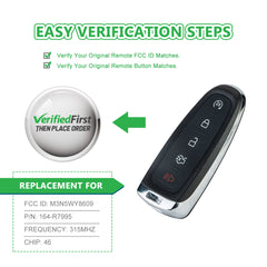 Extra-Partss Smart Remote Car Key Fob Replacement for Ford M3N5WY8609 fits 2013 2014 2015 2016 2017 2018 Edge Escape Expedition 5 Button