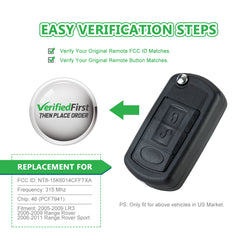 Extra-Partss Remote Car Key Fob Replacement for Land Rover NT8-15K6014CFFTXA fits 2005 2006 2007 2008 2009 LR3