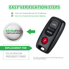 Extra-Partss Car Remote Fob Replacement for KPU41794 fits 2007 2008 2009 Mazda 3