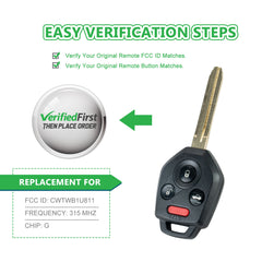 KeyCollection Remote Car Key Fob Replacement for Subaru CWTWB1U811 57497-FJ230 fits 2014 2015 2016 2017 Impreza Forester B110 Keyway