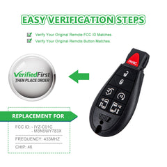 Lots of 10 Car Remote Fob Replacement for M3N5WY783X IYZ-C01C fits 2008 2009 2010 2011 2012 2013 2014 2015 2016 Chrysler Town and Country