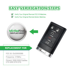 Lots of 10 Extra-Partss Remote Car Key Fob Replacement for Cadillac OUC6000066 OUC60270 OUC60221 fits 2008 2009 CTS SRX STS DTS