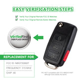 Lots of 5 Extra-Partss Remote Car Key Fob Replacement for VW NBG735868T HLO 1J0 959 753 AM fits 2002 2003 2004 2005 Passat