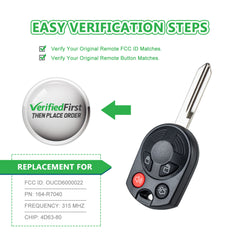 Extra-Partss Remote Car Key Fob Replacement for Ford OUC6000022 164-R7040 fits Expedition Explorer 2003 2004 2005 2006 2007 2008 2009 2010 2011 2012