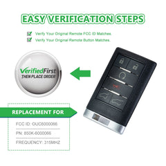 Lots of 10 Remote Car Key Fob Replacement for Cadillac OUC6000066 fits 2007 2008 2009 2010 2011 2012 2013 2014 Escalade ESV EXT