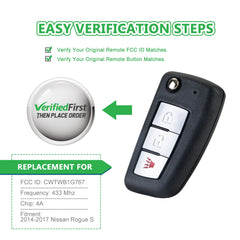 Lots of 5 Extra-Partss Remote Car Key Fob Replacement for Nissan CWTWB1G767 fits 2014 2015 2016 2017 Rogue