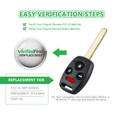 Lots of 5 Extra-Partss Remote Car Key Fob Replacement for Honda N5F-S0084A fits 2006 2007 2008 2009 2010 2011 Civic EX SI