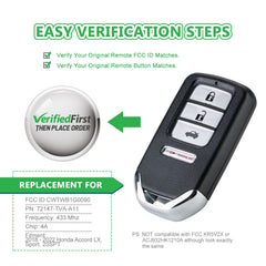 Lots of 10 KeyCollection Remote Car Key Fob Replacement for Honda CWTWB1G0090 fits 2018 2019 2020 2021 2022 Accord