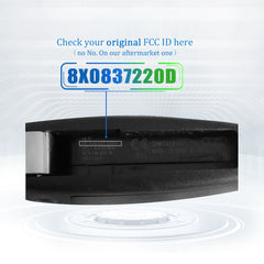 Extra-Partss Remote Car Key Fob Replacement for Audi 8X0837220D fits 2011 2012 2013 2014 A1 Q3