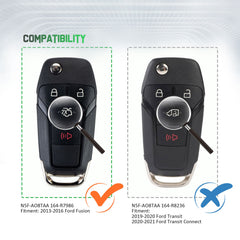 Extra-Partss Remote Car Key Fob Replacement for Ford N5F-A08TAA fits 2013 2014 2015 2016 Fusion