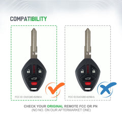Lots of 10 Extra-Partss Car Remote Fob Replacement for Mitsubishi OUCG8D-620M-A with Wide Right-Blade fits 2008 2009 2010 2011 2012 Galant Eclipse