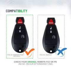 Keyless Remote Car Key Fob Replacement for Dodge IYZ-C01C or M3N5WY783X fits 2009 2010 2011 2012 Ram 1500 2500 3500 4 Button