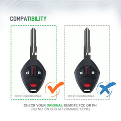 Lots of 5 Extra-Partss Car Remote Fob Replacement for Mitsubishi OUCG8D-625M-A 6370A148 fits 2007 2008 2009 2010 2011 2012 2013 2014 2015 2016 Outlander