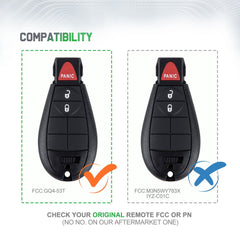 Lots of 5 Car Remote Fob Replacement for Dodge GQ4-53T fits 2013 2014 2015 2016 2017 Ram 3 Button