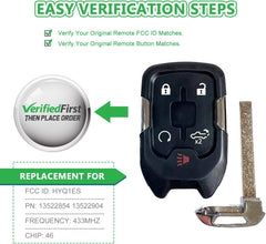 Extra-Partss Car Key Fob Replacement for GMC Sierra Chevy Silverado with Tailgate Smart Remote HYQ1ES 13522854 13522904