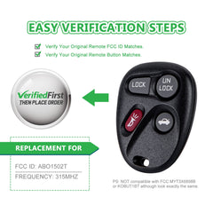 Lots of 5 Car Remote Fob Replacement for ABO1502T fits 1996 1997 1998 1999 2000 Chevy Tahoe 4 Button