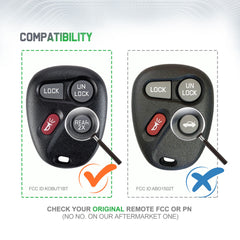 Extra-Partss Car Remote Fob Replacement for Chevy KOBUT1BT 15732805 fits 1998 1999 2000 2001 Blazer 4 Button