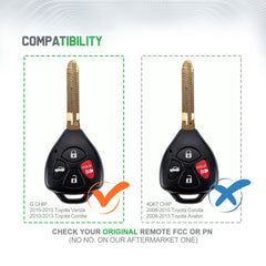 Lots of 5 Remote Car Key Fob Replacement for Toyota GQ4-29T G Chip fits 2010 2011 2012 2013 Corolla
