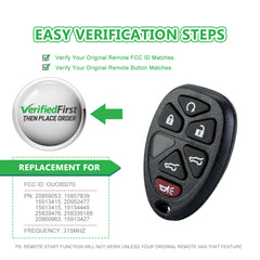 Extra-Partss Car Remote Fob Replacement for OUC60270 15913427 fits 2007 2008 2009 2010 2011 2012 2013 2014 Chevy Tahoe Suburban