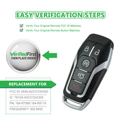 Extra-Partss Smart Car Key Fob Replacement for Ford Mustang Edge fits 2015 2016 2017 Proximity 5 Button Remote M3N-A2C31243300 164-R7989