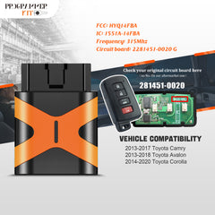 Extra-Partss OBD DIY Programmer and Smart Remote Car Key Bundles for Toyota HYQ14FBA 281451-0020 G Board fits Camry 2013 2014 2015 2016 2017