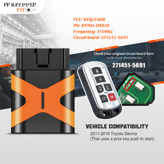Extra-Partss OBD DIY Programmer and Smart Car Key Bundles for Toyota HYQ14ADR 271451-5691 Board fits Sienna 2011 2012 2013 2014 2015 2016 2017 2018 2019