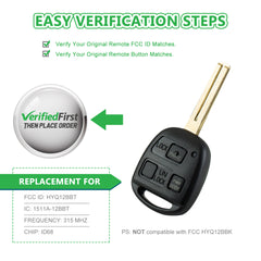 Extra-Partss Remote Car Key Fob Replacement for Lexus HYQ12BBT 89070-48820 fits 2007 2008 2009 RX350