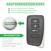 Lots of 5 Smart Car Key Fob Replacement for Lexus GS450H GS350 ES350 ES300H fits 2013 2014 2015 2016 2017 Proximity 4 Button Remote HYQ14FBA 0020 'G' Board