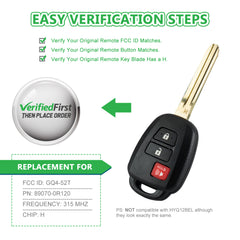 Extra-Partss Remote Car Key Fob Replacement for Toyota GQ4-52T 89070-0R120 fits 2013 2014 2015 2016 2017 2018 RAV4 H Chip
