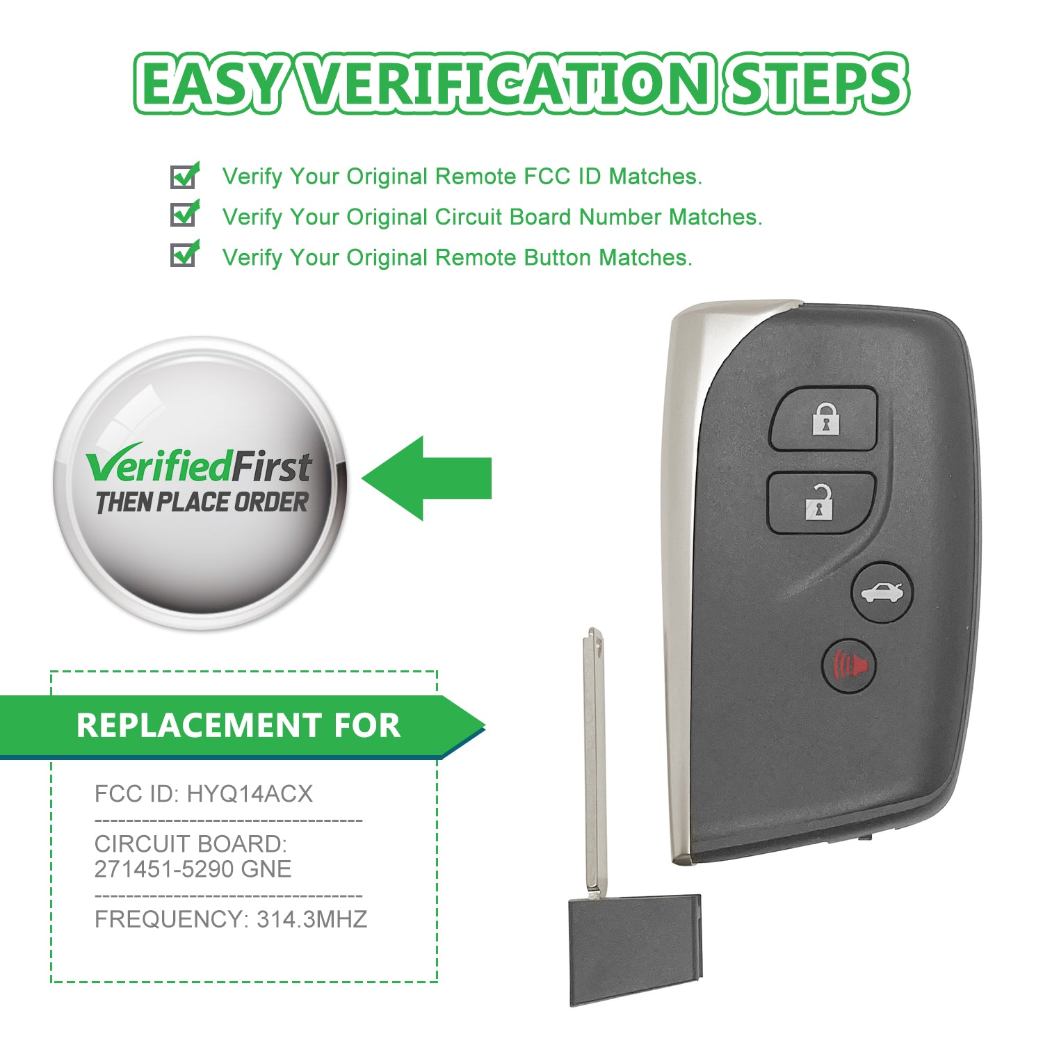 Lots of 10 Smart Car Key Fob Replacement for Lexus LS460 LS600H fits 2013 2014 2015 2016 Proximity 4 Button Remote HYQ14ACX 5290 Board