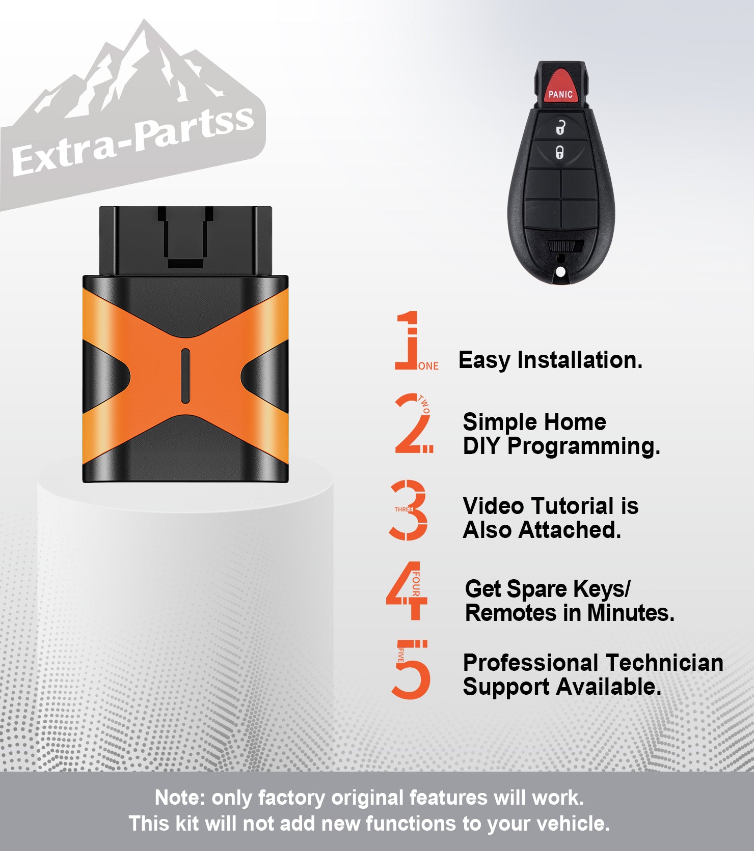 Extra-Partss Simple OBD Key Kit for Dodge IYZ-C01C or M3N5WY783X fits Grand Caravan 2008 2009 2010 2011 2012 2013 2014 2015 2016 2017 2018 2019 2020