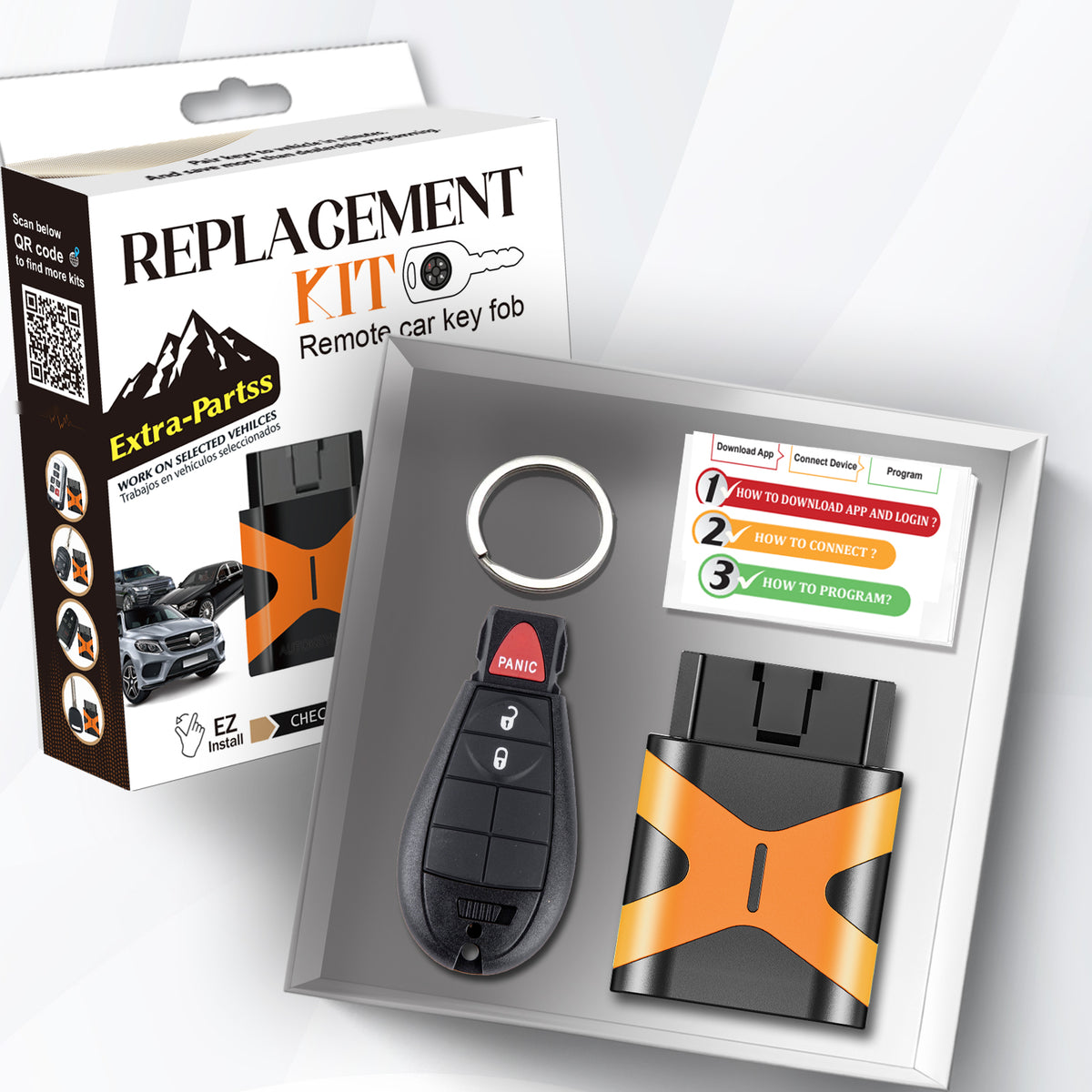 Extra-Partss Simple OBD Key Kit for Dodge IYZ-C01C or M3N5WY783X fits Grand Caravan 2008 2009 2010 2011 2012 2013 2014 2015 2016 2017 2018 2019 2020