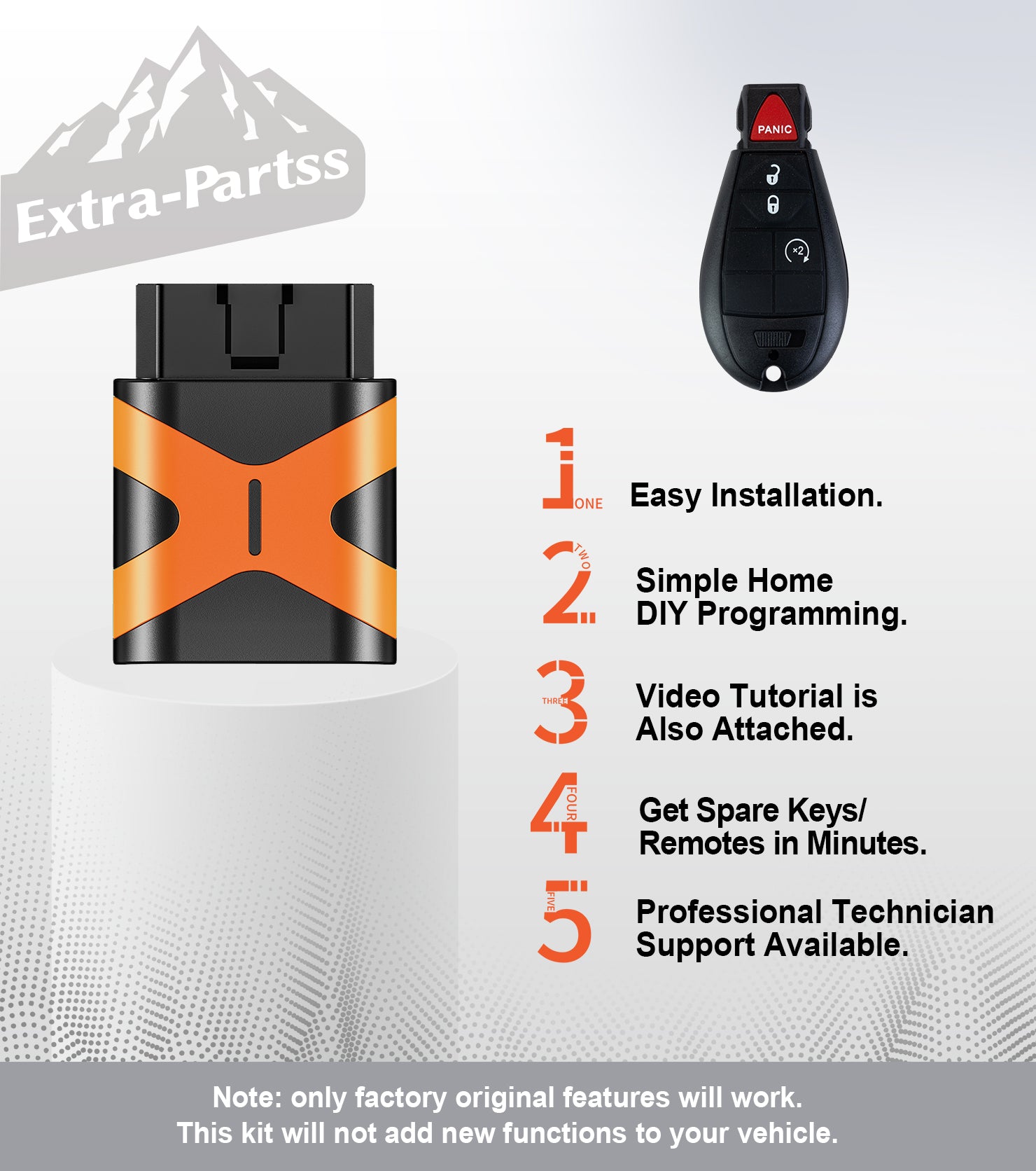 Extra-Partss Key Programmer and Remote Fob Replacement for Dodge IYZ-C01C or M3N5WY783X fit Grand Caravan 2008 2009 2010 2011 2012 2013 2014 2015 2016