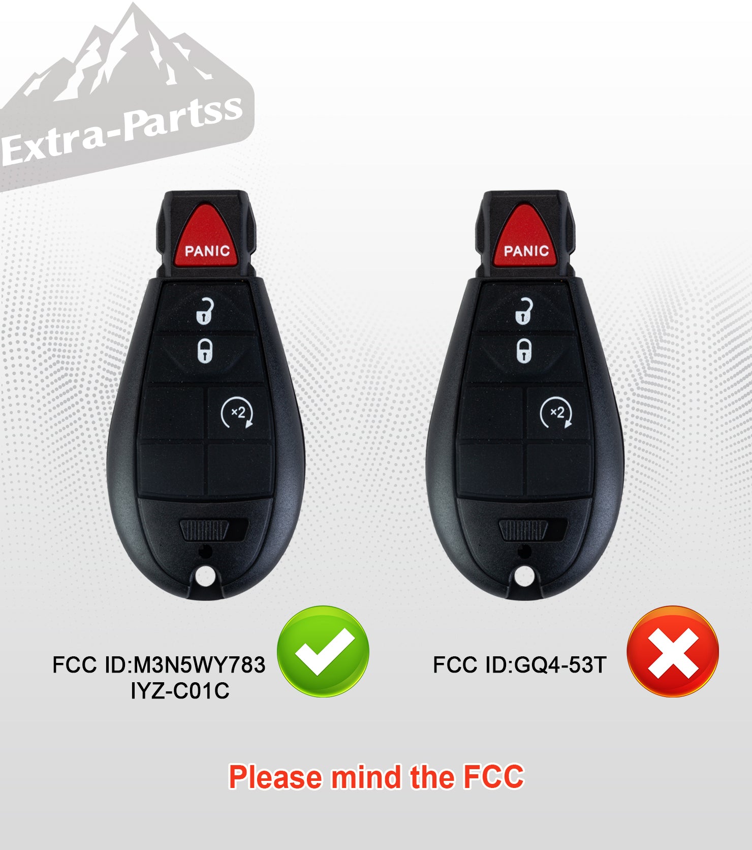 Extra-Partss Key Programmer and Remote Fob Replacement for Dodge IYZ-C01C or M3N5WY783X fit Grand Caravan 2008 2009 2010 2011 2012 2013 2014 2015 2016