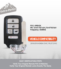 Extra-Partss Simple Key Replacement for Honda CRV CR-V 2017 2018 2019 2020 KR5V2X