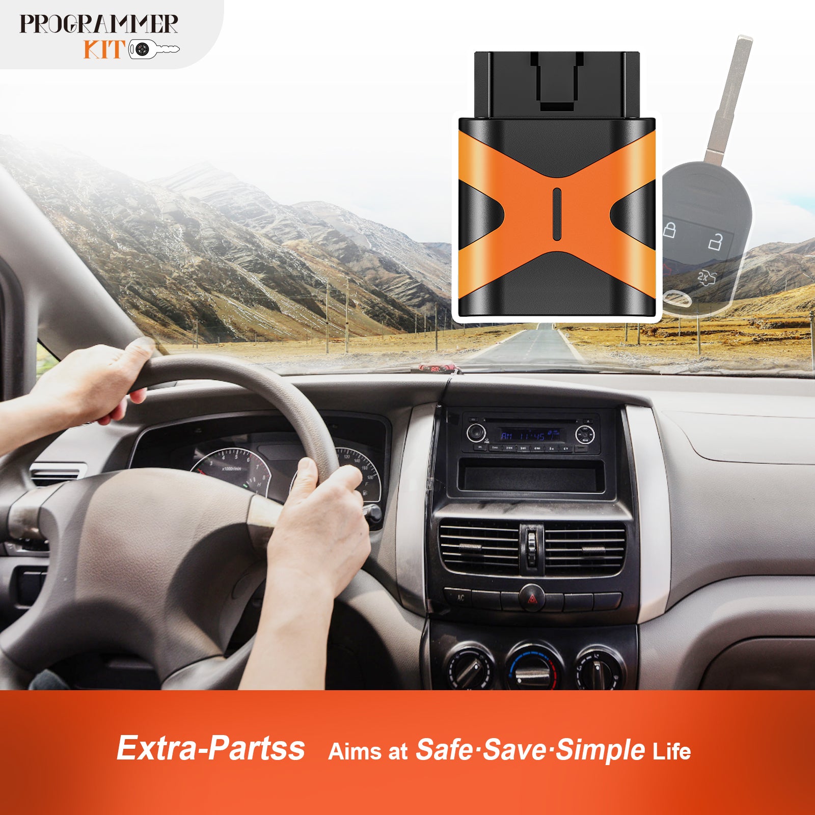 Extra-Partss OBD Tool and Programmable Remote Car Key Fob Replacement for Ford CWTWB1U793 164-R7976 fits Fiesta 2015 2016 2017 2018 2019