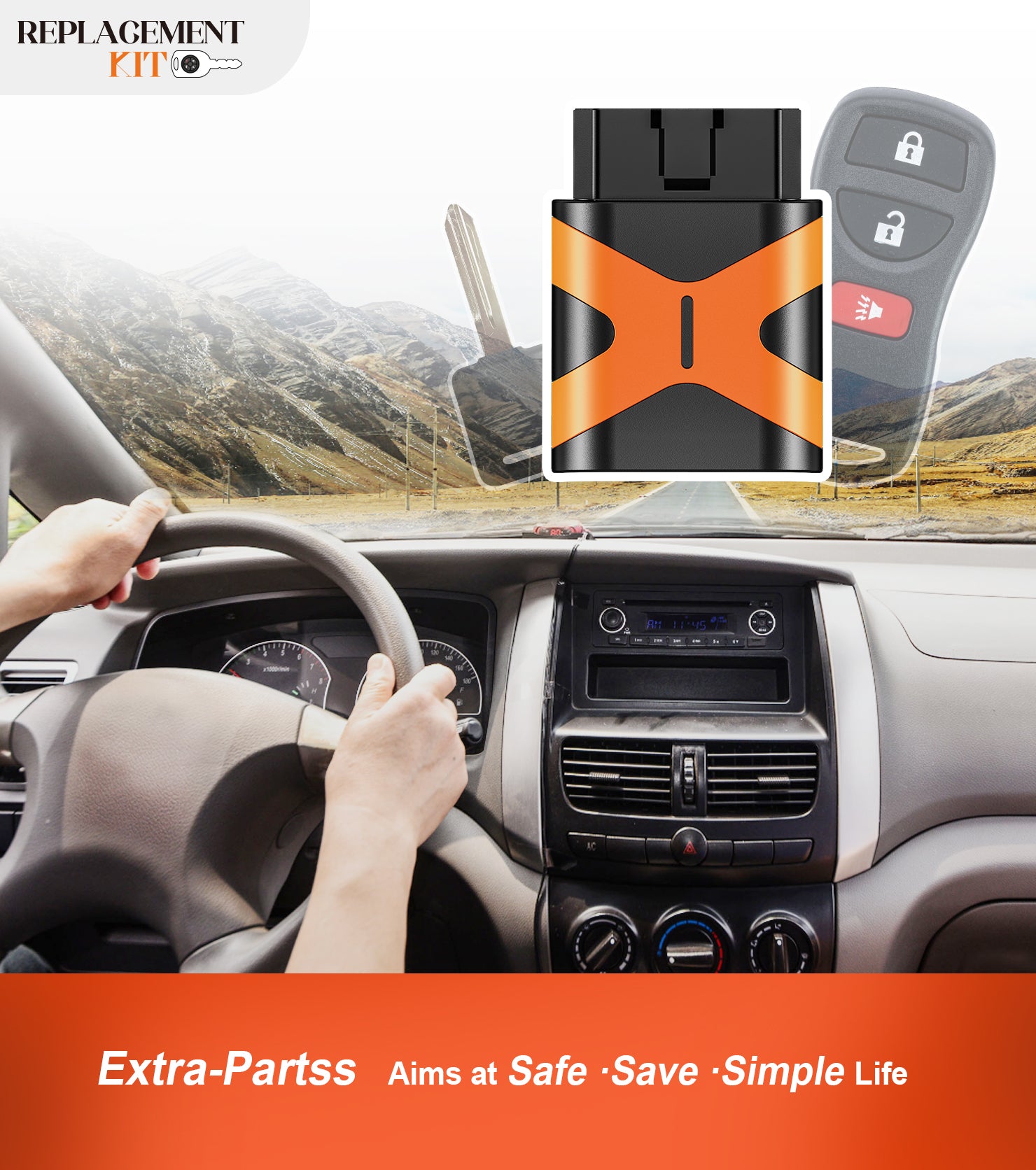 Extra-Partss Simple Key Replacement for Nissan KBRASTU15 + 46 Chip Key fits Titan 2004 2005 2006 2007 2008 2009 2010 2011 2012 2013 2014 2015 (3 Button)