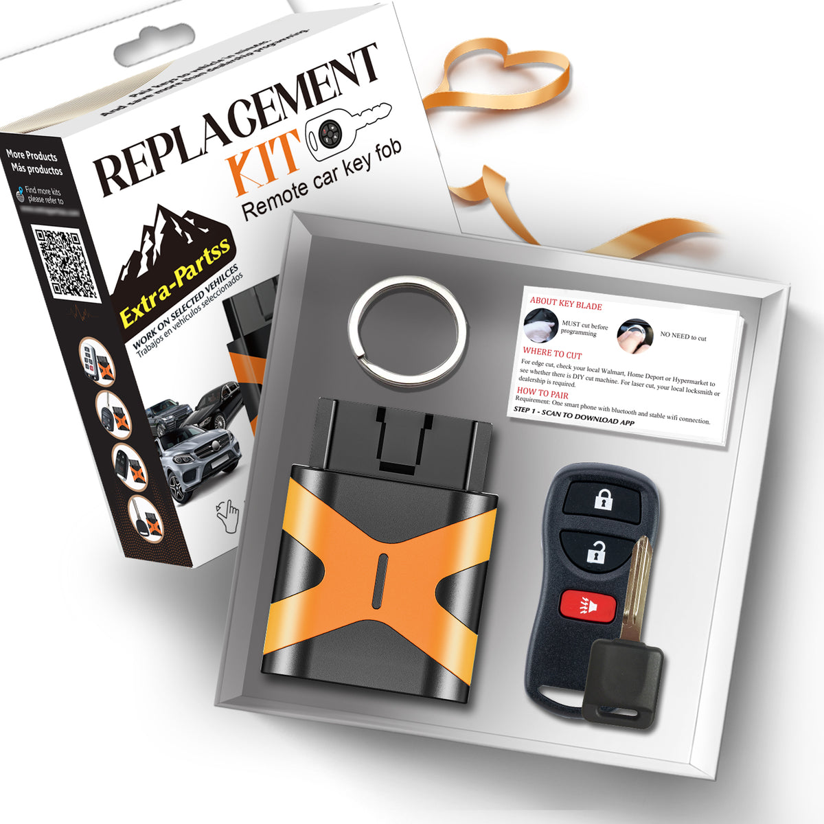 Extra-Partss Simple Key Replacement for Nissan KBRASTU15 + 46 Chip Key fits Titan 2004 2005 2006 2007 2008 2009 2010 2011 2012 2013 2014 2015 (3 Button)